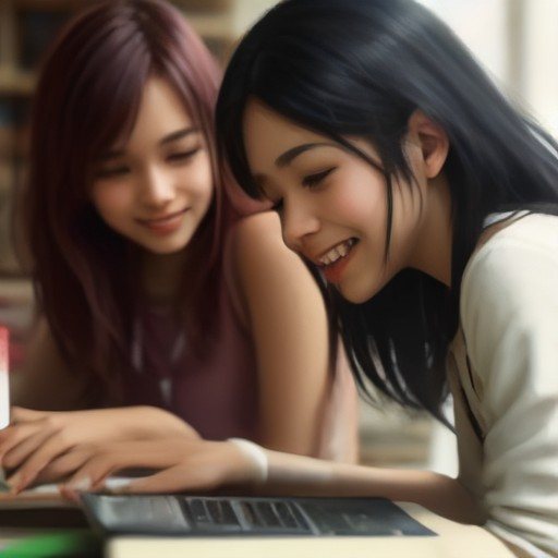 Two students sharing one laptop to play a two-player browser game