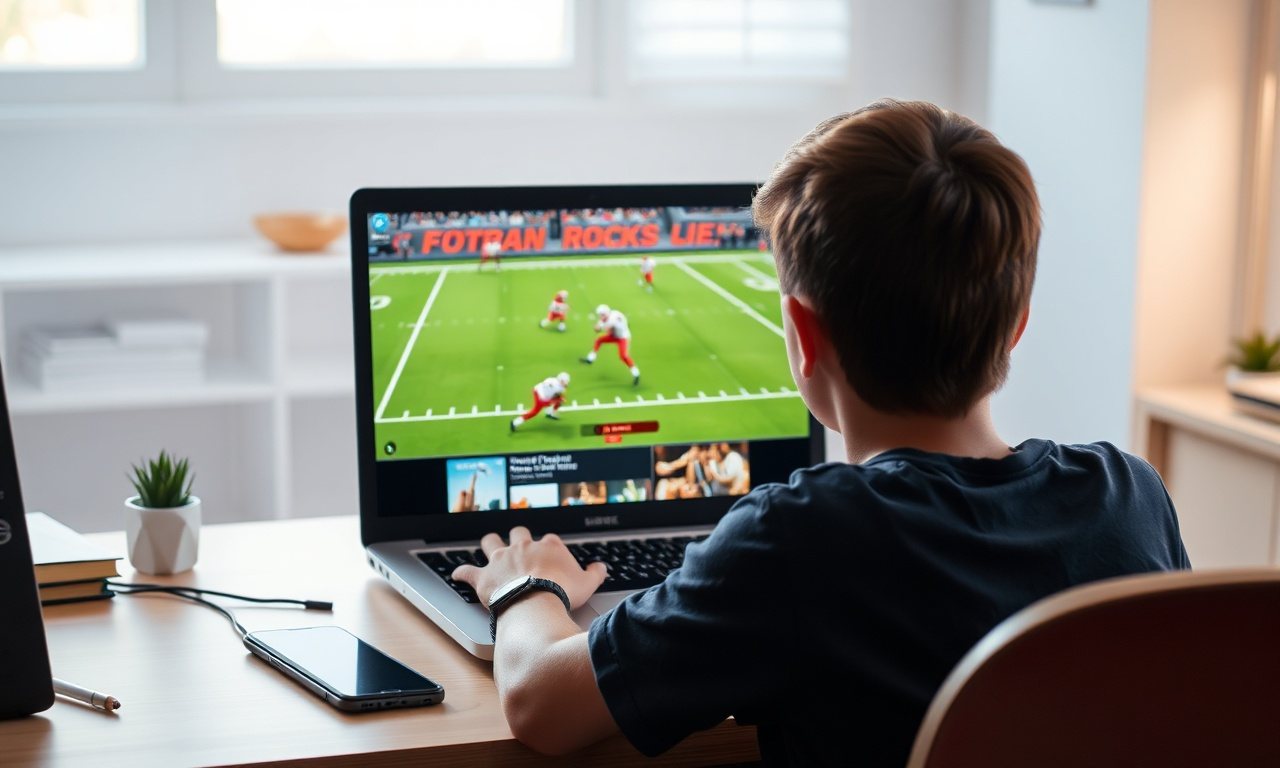 Student playing a football game in a browser on a laptop